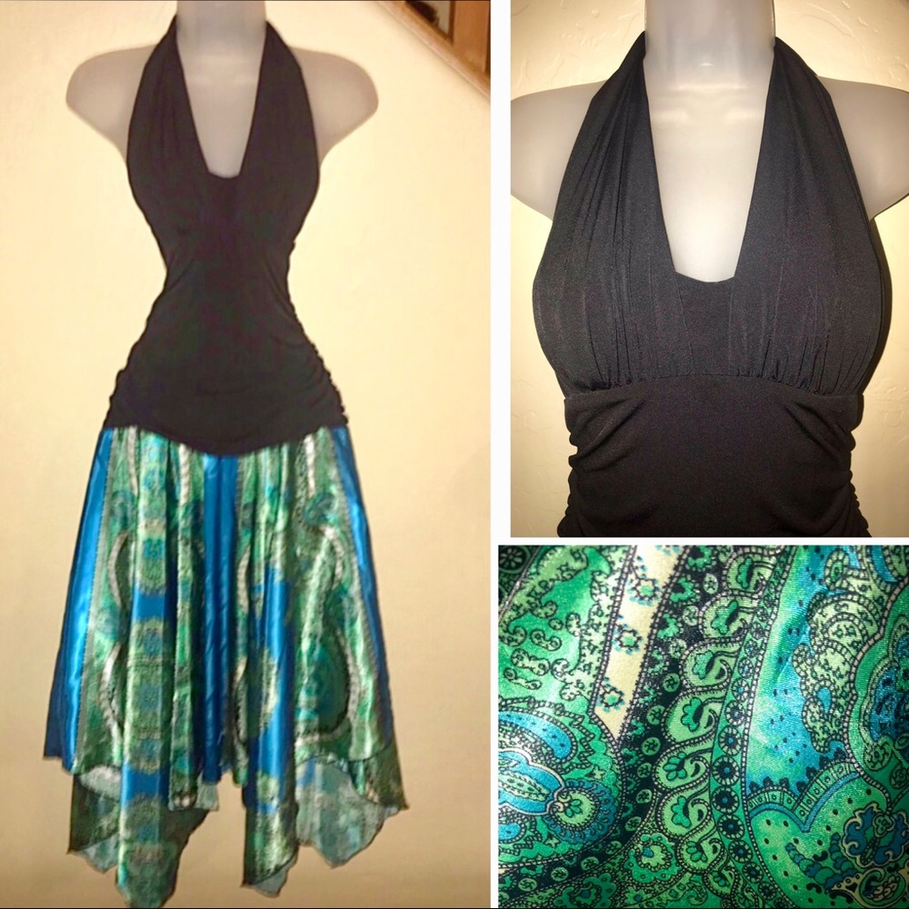 Dressbarn Halter dress with blue paisley Size 10P